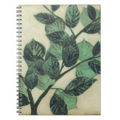 Blätter und Verzweigungen auf dem Hintergrund der Notizblock (Vorderseite)