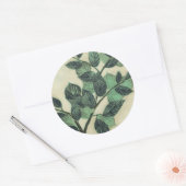 Blätter und Verzweigungen auf dem Hintergrund der Runder Aufkleber (Umschlag)