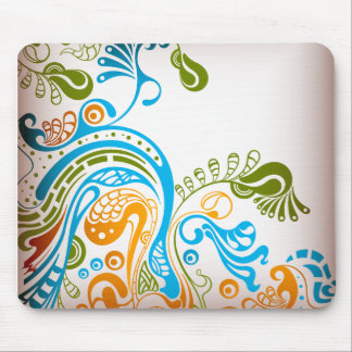 Blätter und Vögel wirbeln Mousepad