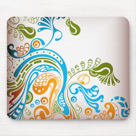 Blätter und Vögel wirbeln Mousepad (Vorne)