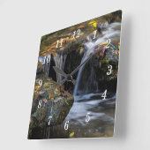Blätter und Waterfall Wall Clock Quadratische Wanduhr (Winkel)