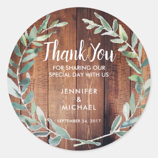 Blätter von Aquarell Runder Aufkleber (Vorderseite)