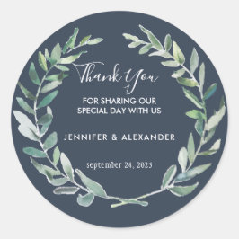 Blätter von Aquarell Runder Aufkleber