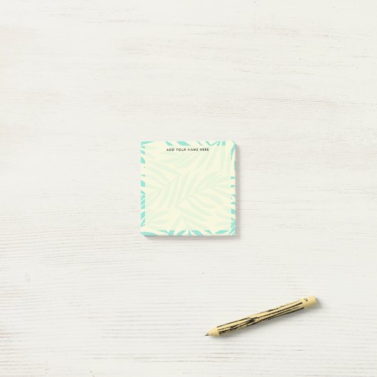 Blätter von Boho Pastel Blue Palm Post-it Klebezettel (Auf Schreibtisch)