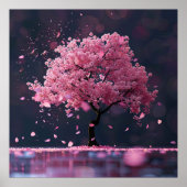 Blätter von der Kirschblüte fallen Poster (Vorne)