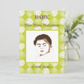 Blätter von Fischköpfen New Kiwi White Birth Ankündigung (Stehend Vorderseite)