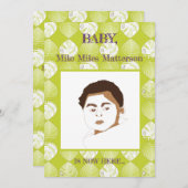 Blätter von Fischköpfen New Kiwi White Birth Ankündigung (Vorne/Hinten)