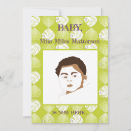 Blätter von Fischköpfen New Kiwi White Birth Ankündigung