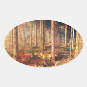 Blätter von Goldklebern Ovaler Aufkleber