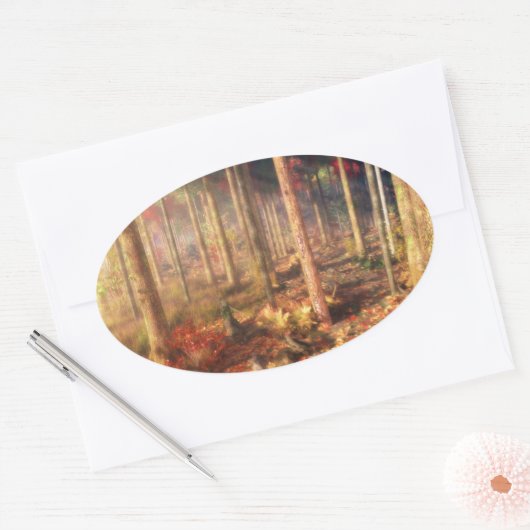 Blätter von Goldklebern Ovaler Aufkleber (Umschlag)