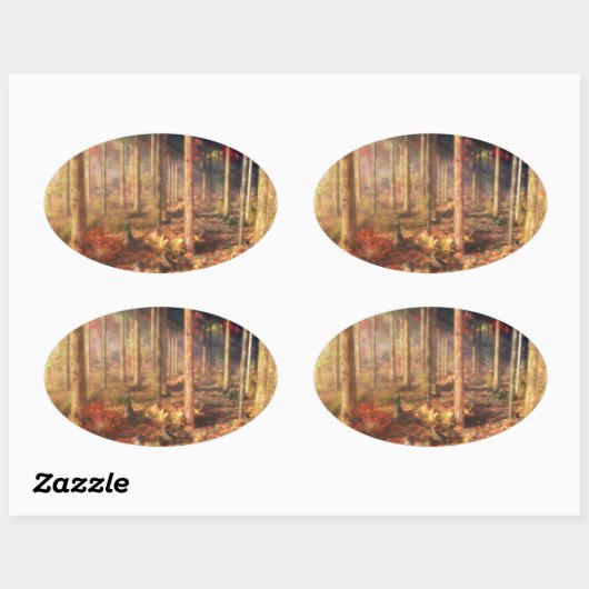 Blätter von Goldklebern Ovaler Aufkleber (Blatt)