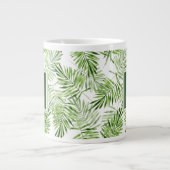 Blätter von Green Palm| Monogramm Jumbo-Tasse (Vorderseite)