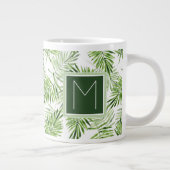 Blätter von Green Palm| Monogramm Jumbo-Tasse (Rechts)