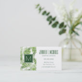 Blätter von Green Palm| Monogramm Visitenkarte (Stehend Vorderseite)