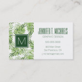 Blätter von Green Palm| Monogramm Visitenkarte (Vorderseite)