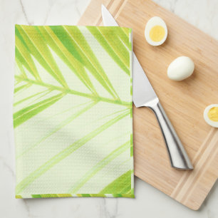 Blätter von hellen Pastellfarben, grüne Palmen Geschirrtuch