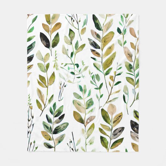 Blätter von Pastel earth Fleecedecke (Vorderseite)