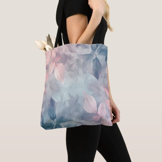 Blätter von Pastel Pinks blauer Flora Tasche (Von Nahem)