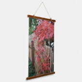 Blätter von Rotapel und Bambuszaun Wandteppich Mit Holzrahmen (Gewinkelt)