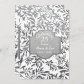 Blätter von Silber 25. Hochzeitstag Weiß Einladung (Vorne/Hinten)
