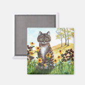 Blätter von Tabby Cat Fall Landscape Magnet (Vorderseite/Rückseite)