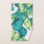 Blätter von Tropical Monstera und Banana Blue Gree Badhandtuch Set (Handtuch)