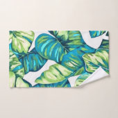 Blätter von Tropical Monstera und Banana Blue Gree Badhandtuch Set (Handtuch)