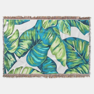 Blätter von Tropical Monstera und Banana Blue Gree Decke