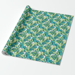 Blätter von Tropical Monstera und Banana Blue Gree Geschenkpapier