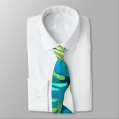 Blätter von Tropical Monstera und Banana Blue Gree Krawatte (Gebunden)