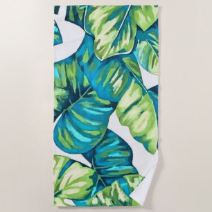 Blätter von Tropical Monstera und Banana Blue Gree Strandtuch