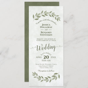 Blätter von Watercolor Laurel Sage Green Wedding Einladung