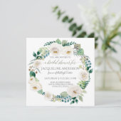 Blätter Wasserfarbe Blütenrot Weiße Rosen Gewürze Einladung (Stehend Vorderseite)