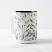 Blätter Wasserfarbe Elegante Zweifarbige Tasse (Vorderseite Links)