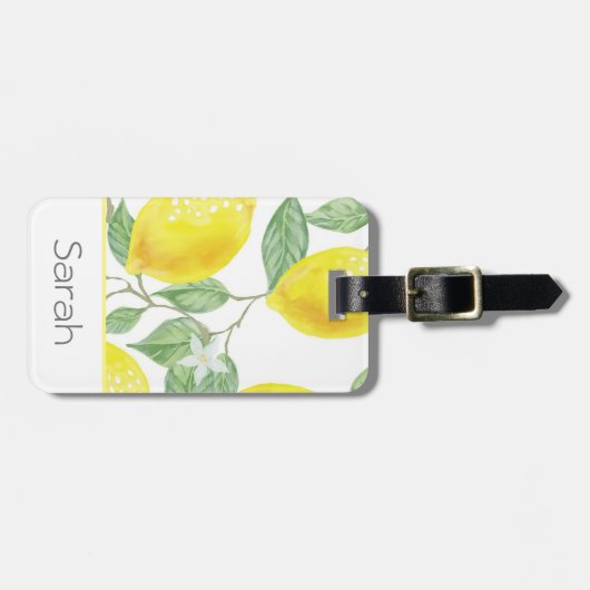 Blätter Wasserfarbe Limone Gepäckanhänger (Vorderseite horizontal)