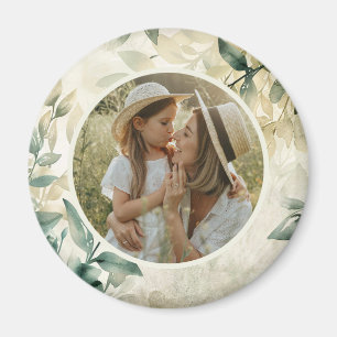 Blätter Wasserfarbe Muster Personalisiertes Foto Magnet
