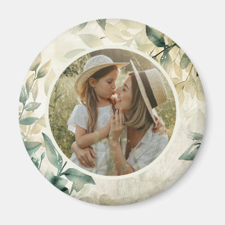 Blätter Wasserfarbe Muster Personalisiertes Foto Magnet