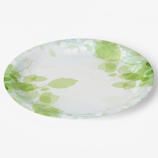 Blätter Wasserfarbe Pappteller (Schrägansicht)