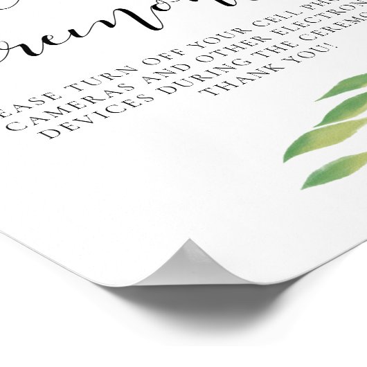 Blätter Wasserfarben Hochzeitszeichen ohne Stecker Poster (Ecke)