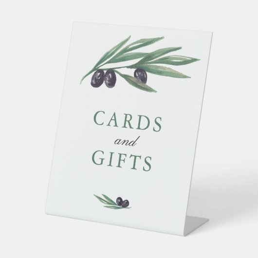 Blätter Wasserfarben Olivenhaine  Sockelschild (Vorderseite)