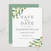 Blätter Wasserfarbensehen speichern das Datum Ankündigungspostkarte (Vorne/Hinten)