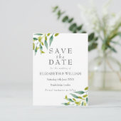 Blätter Wasserfarbensehen speichern das Datum Ankündigungspostkarte (Stehend Vorderseite)