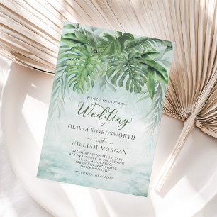 Blätter Watercolor Beach Wedding Einladung