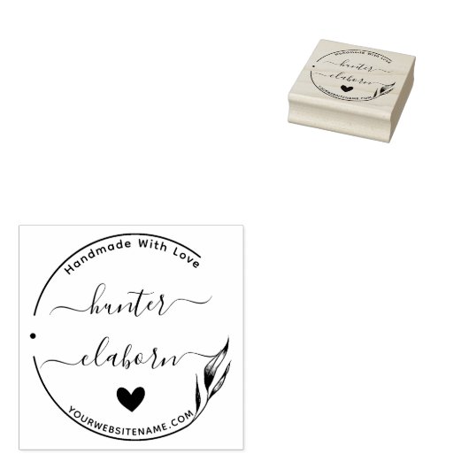 Blätter Website Individuelle Name Handmade with Li Gummistempel (Stempel)