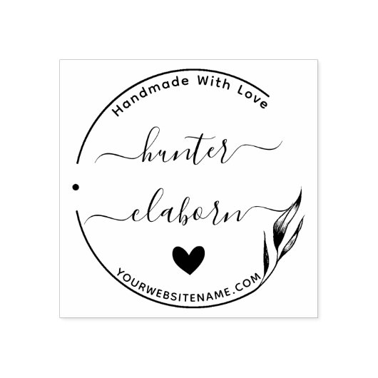 Blätter Website Individuelle Name Handmade with Li Gummistempel (Prägung)