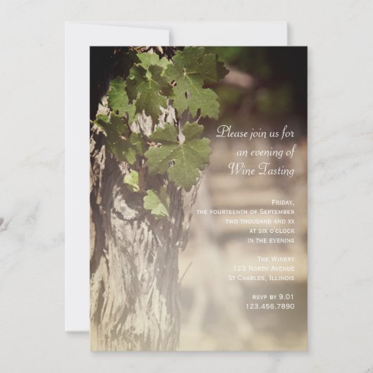 Blätter Weintrauben Party Einladung Weinverkostung (Vorderseite)