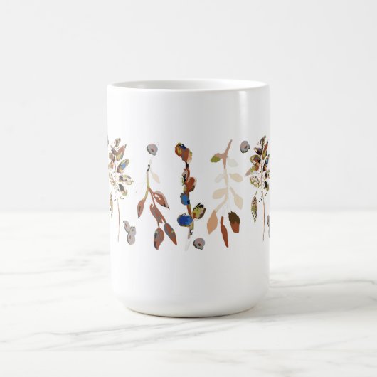 Blätter Weiß Elegante Wasserfarben Kaffeetasse (Mittel)
