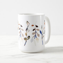 Blätter Weiß Elegante Wasserfarben Kaffeetasse
