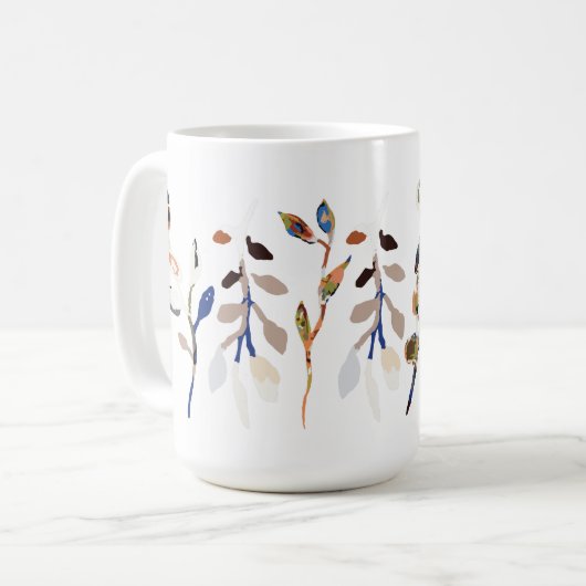 Blätter Weiß Elegante Wasserfarben Kaffeetasse (Vorderseite Links)