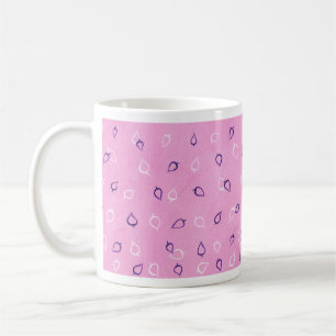Blätter Weiße Lila Konturen auf Blended Pink-Tasse Kaffeetasse